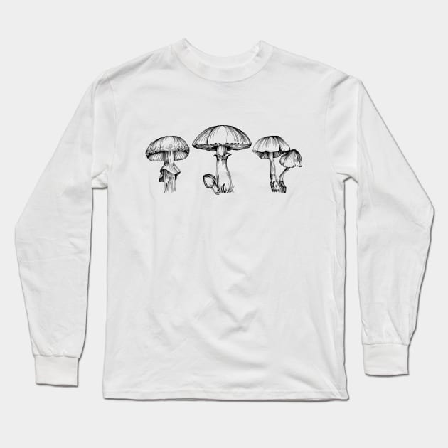 Mushrooms Trio Long Sleeve T-Shirt by RefinedApparelLTD